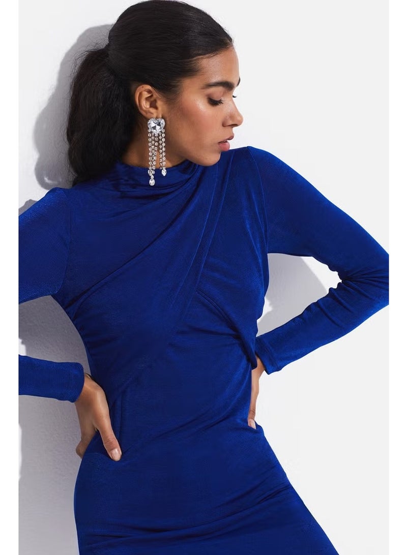 JUNE Women's Body-Smoothing Drape Detailed High Neck Midi Dress - Image 3